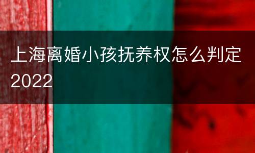 上海离婚小孩抚养权怎么判定2022