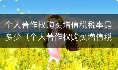 个人著作权购买增值税税率是多少（个人著作权购买增值税税率是多少啊）