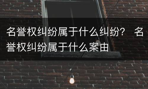 名誉权纠纷属于什么纠纷？ 名誉权纠纷属于什么案由