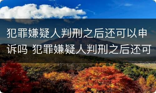 犯罪嫌疑人判刑之后还可以申诉吗 犯罪嫌疑人判刑之后还可以申诉吗知乎