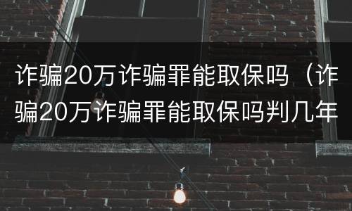 诈骗20万诈骗罪能取保吗（诈骗20万诈骗罪能取保吗判几年）
