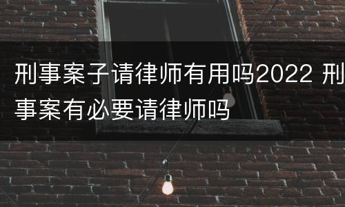 刑事案子请律师有用吗2022 刑事案有必要请律师吗
