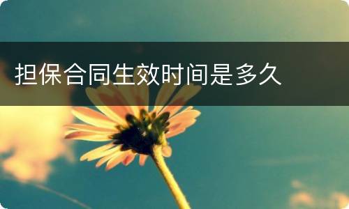 担保合同生效时间是多久
