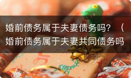 婚前债务属于夫妻债务吗？（婚前债务属于夫妻共同债务吗）