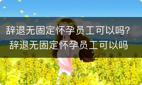 辞退无固定怀孕员工可以吗？ 辞退无固定怀孕员工可以吗