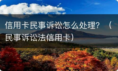 信用卡民事诉讼怎么处理？（民事诉讼法信用卡）