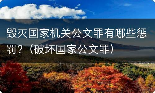 毁灭国家机关公文罪有哪些惩罚?（破坏国家公文罪）