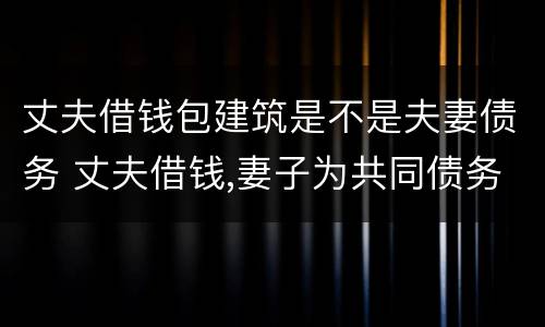 丈夫借钱包建筑是不是夫妻债务 丈夫借钱,妻子为共同债务人吗?