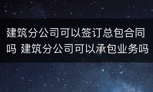 建筑分公司可以签订总包合同吗 建筑分公司可以承包业务吗