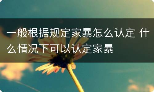 一般根据规定家暴怎么认定 什么情况下可以认定家暴