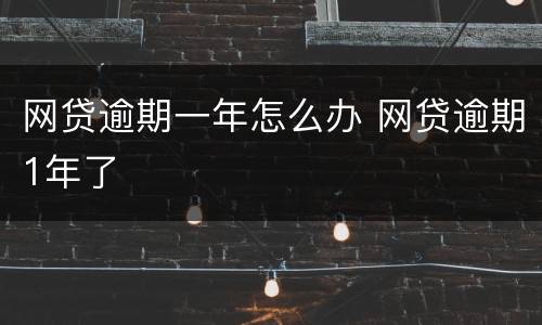 网贷逾期一年怎么办 网贷逾期1年了