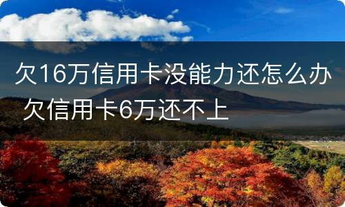 欠16万信用卡没能力还怎么办 欠信用卡6万还不上