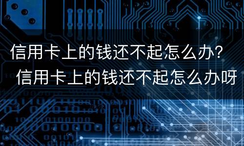 信用卡上的钱还不起怎么办？ 信用卡上的钱还不起怎么办呀