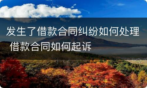 发生了借款合同纠纷如何处理 借款合同如何起诉