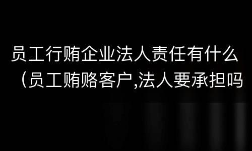 员工行贿企业法人责任有什么（员工贿赂客户,法人要承担吗）