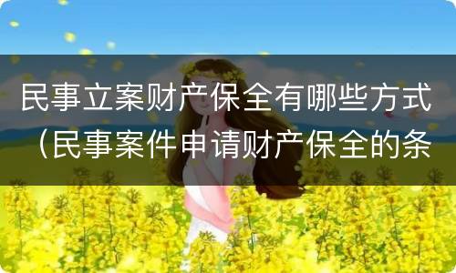 民事立案财产保全有哪些方式（民事案件申请财产保全的条件）