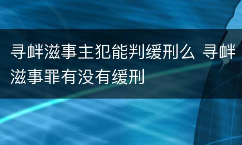 寻衅滋事主犯能判缓刑么 寻衅滋事罪有没有缓刑