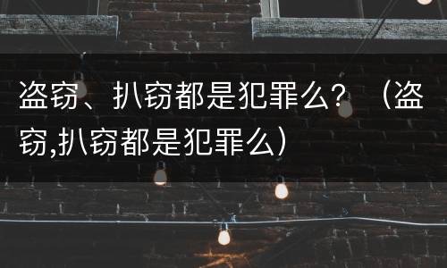 盗窃、扒窃都是犯罪么？（盗窃,扒窃都是犯罪么）