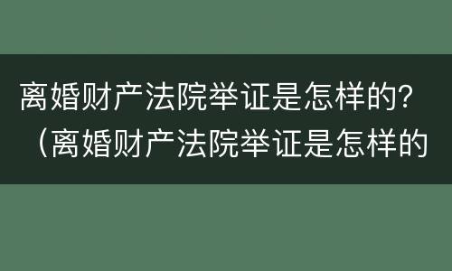 离婚财产法院举证是怎样的？（离婚财产法院举证是怎样的程序）