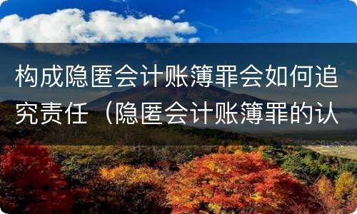 构成隐匿会计账簿罪会如何追究责任（隐匿会计账簿罪的认定）