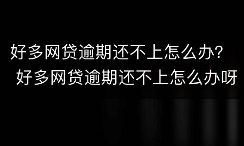好多网贷逾期还不上怎么办？ 好多网贷逾期还不上怎么办呀