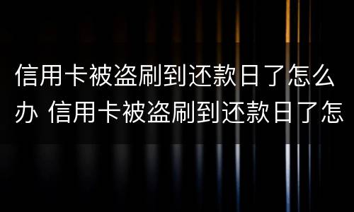 信用卡被盗刷到还款日了怎么办 信用卡被盗刷到还款日了怎么办呢