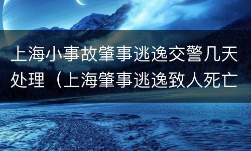 上海小事故肇事逃逸交警几天处理（上海肇事逃逸致人死亡）