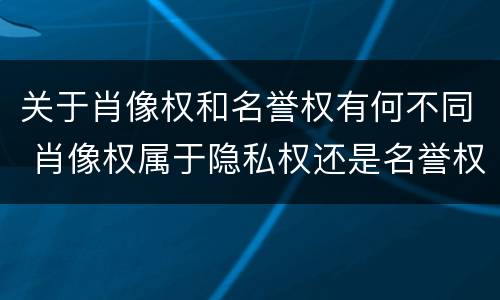 关于肖像权和名誉权有何不同 肖像权属于隐私权还是名誉权