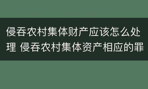 侵吞农村集体财产应该怎么处理 侵吞农村集体资产相应的罪名