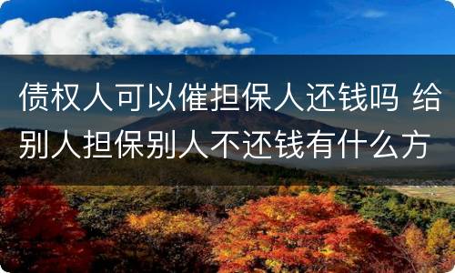 债权人可以催担保人还钱吗 给别人担保别人不还钱有什么方法催还钱