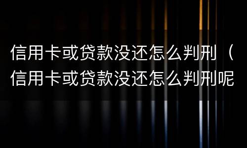 信用卡或贷款没还怎么判刑（信用卡或贷款没还怎么判刑呢）