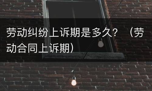 劳动纠纷上诉期是多久？（劳动合同上诉期）