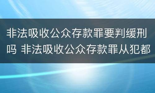 非法吸收公众存款罪要判缓刑吗 非法吸收公众存款罪从犯都能判缓吗