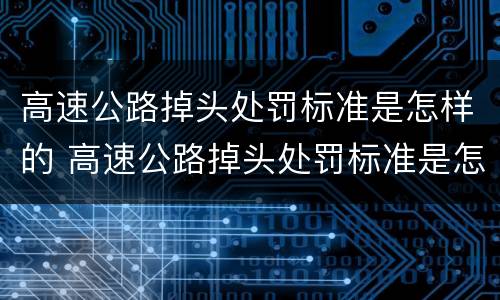 高速公路掉头处罚标准是怎样的 高速公路掉头处罚标准是怎样的呢