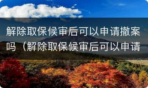解除取保候审后可以申请撤案吗（解除取保候审后可以申请撤案吗法律）