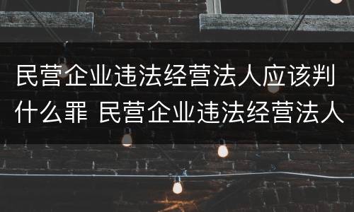 民营企业违法经营法人应该判什么罪 民营企业违法经营法人应该判什么罪名