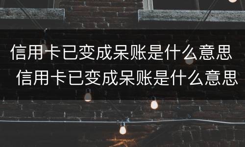 信用卡已变成呆账是什么意思 信用卡已变成呆账是什么意思啊
