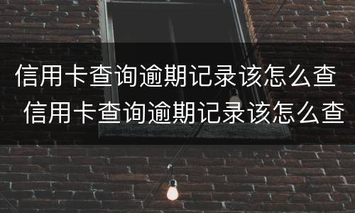 信用卡查询逾期记录该怎么查 信用卡查询逾期记录该怎么查询