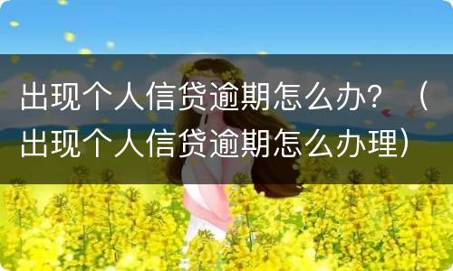 出现个人信贷逾期怎么办？（出现个人信贷逾期怎么办理）
