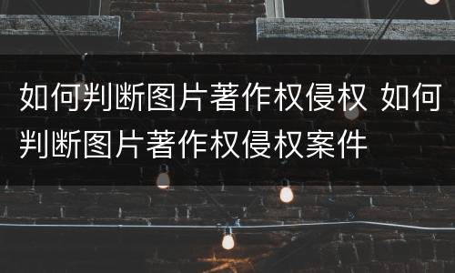 如何判断图片著作权侵权 如何判断图片著作权侵权案件