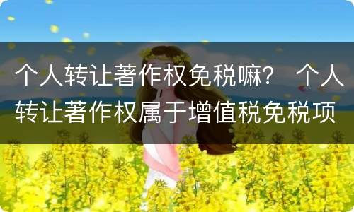 个人转让著作权免税嘛？ 个人转让著作权属于增值税免税项目吗