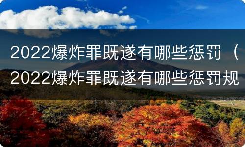 2022爆炸罪既遂有哪些惩罚（2022爆炸罪既遂有哪些惩罚规定）