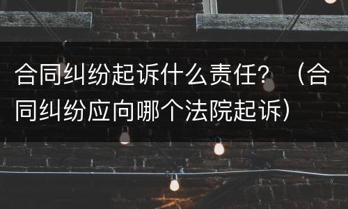 合同纠纷起诉什么责任？（合同纠纷应向哪个法院起诉）