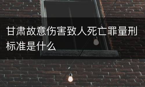 甘肃故意伤害致人死亡罪量刑标准是什么