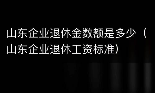 山东企业退休金数额是多少（山东企业退休工资标准）