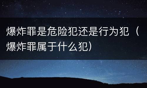 爆炸罪是危险犯还是行为犯（爆炸罪属于什么犯）