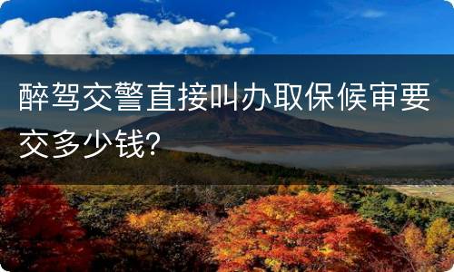 醉驾交警直接叫办取保候审要交多少钱？