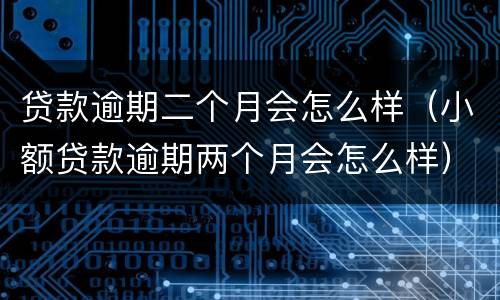 贷款逾期二个月会怎么样（小额贷款逾期两个月会怎么样）