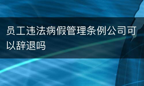 员工违法病假管理条例公司可以辞退吗
