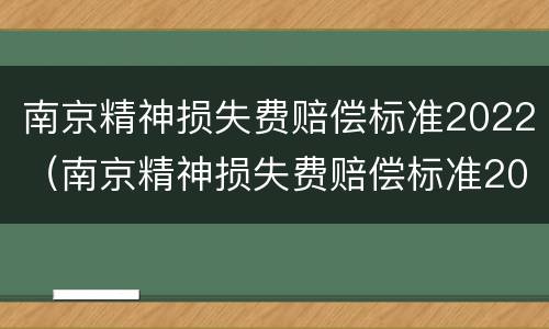 南京精神损失费赔偿标准2022（南京精神损失费赔偿标准2019）